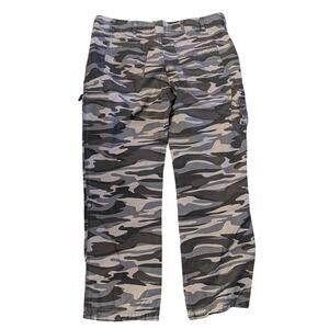 Cabela's Women's‎ Pants Gray Black Camo Cotton Cargo Pocket Outdoor Size 16 Y2K